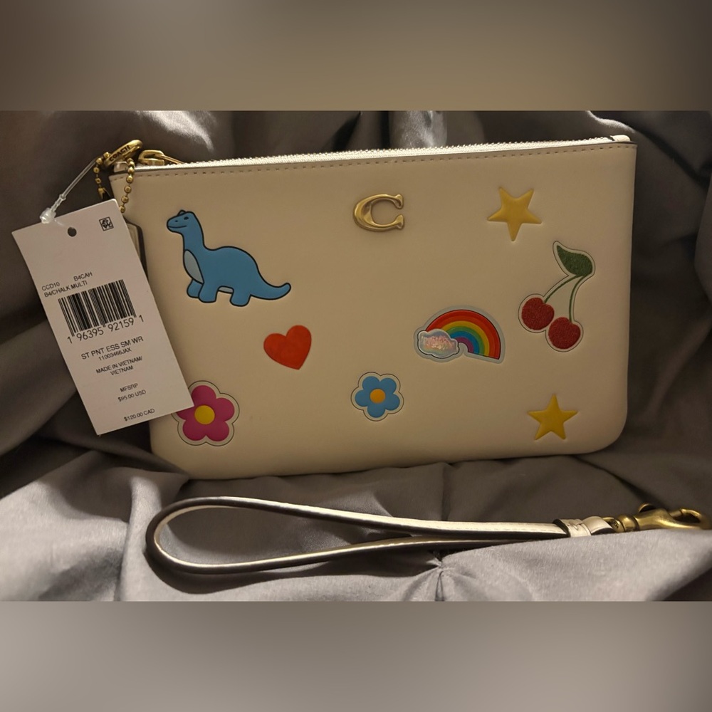 Coach Cream Wristlet with Colorful Designs NWT - Picture 2 of 4